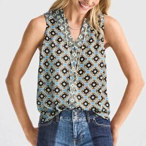 CABI Two-Timing Sleeveless Button Up Blouse Multicolor Sz XL #6320 NWOT